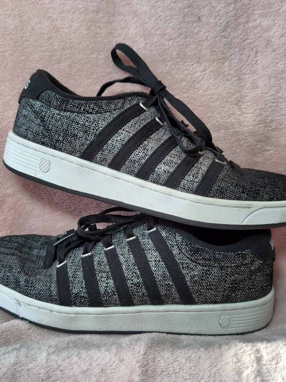 K-Swiss Court Pro II Black And Silver Casual Lace-Up Sneakers Women's 7.5